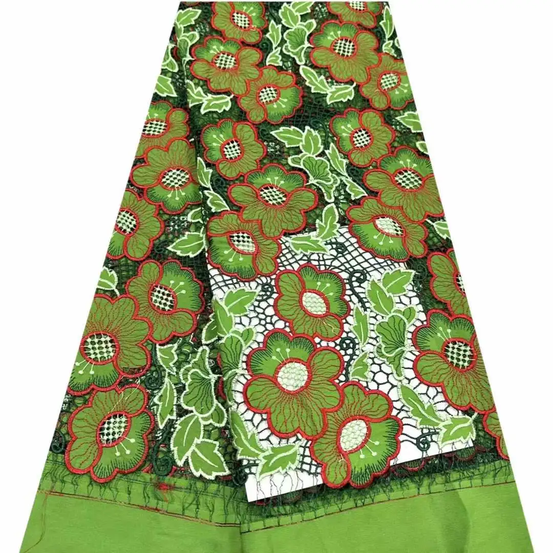 Tecido de renda africano para vestidos femininos, bordado francês de cordão, rede Guipure, material de renda para costura, luxo, 5 jardas, 2024