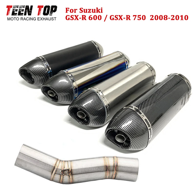 

Motorcycle Slip-on Exhaust Pipe For Suzuki GSXR600 GSXR750 Exhaust Muffler 2008-2010 51mm Escape Moto Tailpipe Link Middle Pipe