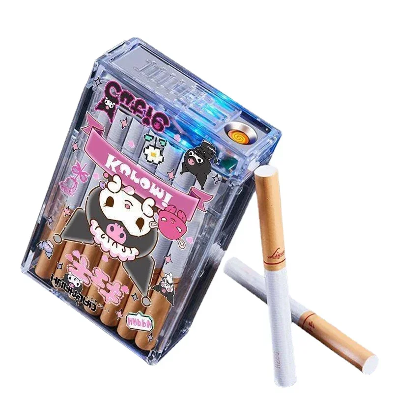 

Cute Cinnamoroll Rechargeable Cigarette Lighter Cigarette Case Integrated Windproof Automatic Popping Smoke Kuromi Lighter