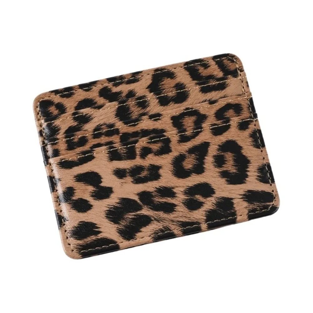 Pu Leather Leopard Print Card Holder Ultra-thin Mini Bank Card Case Multi-functional Slim Credit Card Holder Men/Women