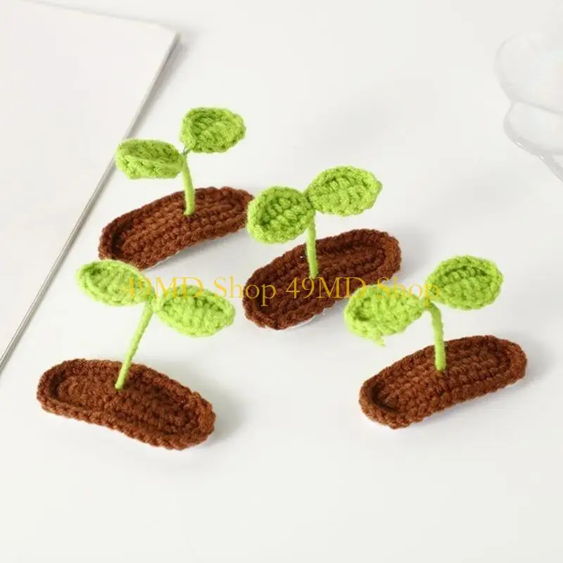 49md clip phẳng dễ thương kẹp kẹp tóc crocheted Sprout Flowers