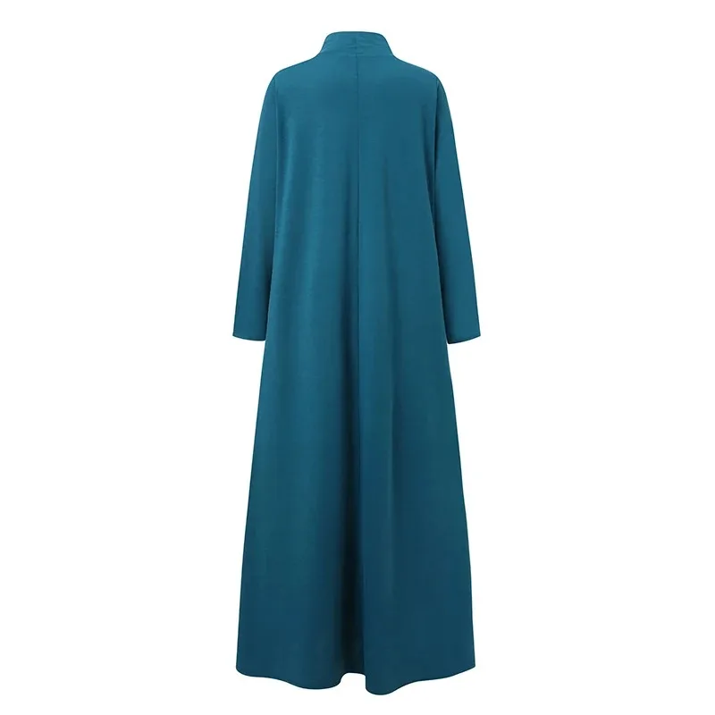 Fashion Autumn Turtleneck Long Sleeve Sundress Women Maxi Long Dress ZANZEA Elegant Solid Casual Robe Femme Kaftan Party Vestido