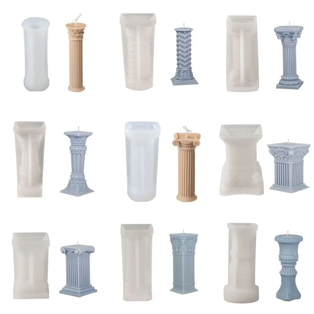 Diy Craft Candle Mould Silicone Handmade Roman Column Candle Mold Cake Resin Molds 3d Art Wax Mold