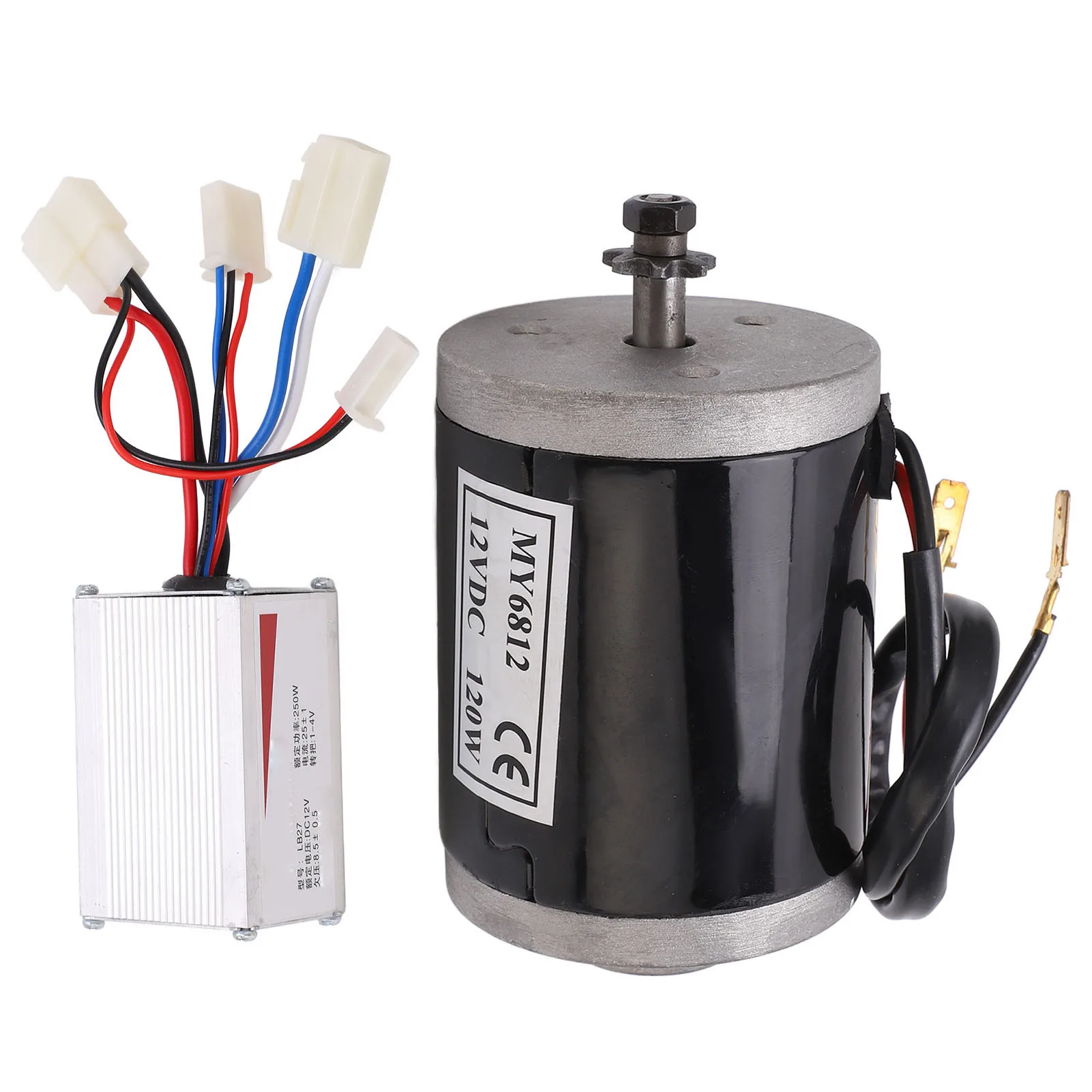 

12V Electric Bike Motor Kit 120W with 3 Wire Aluminum Alloy 250W Brushed Controller for Motorbike