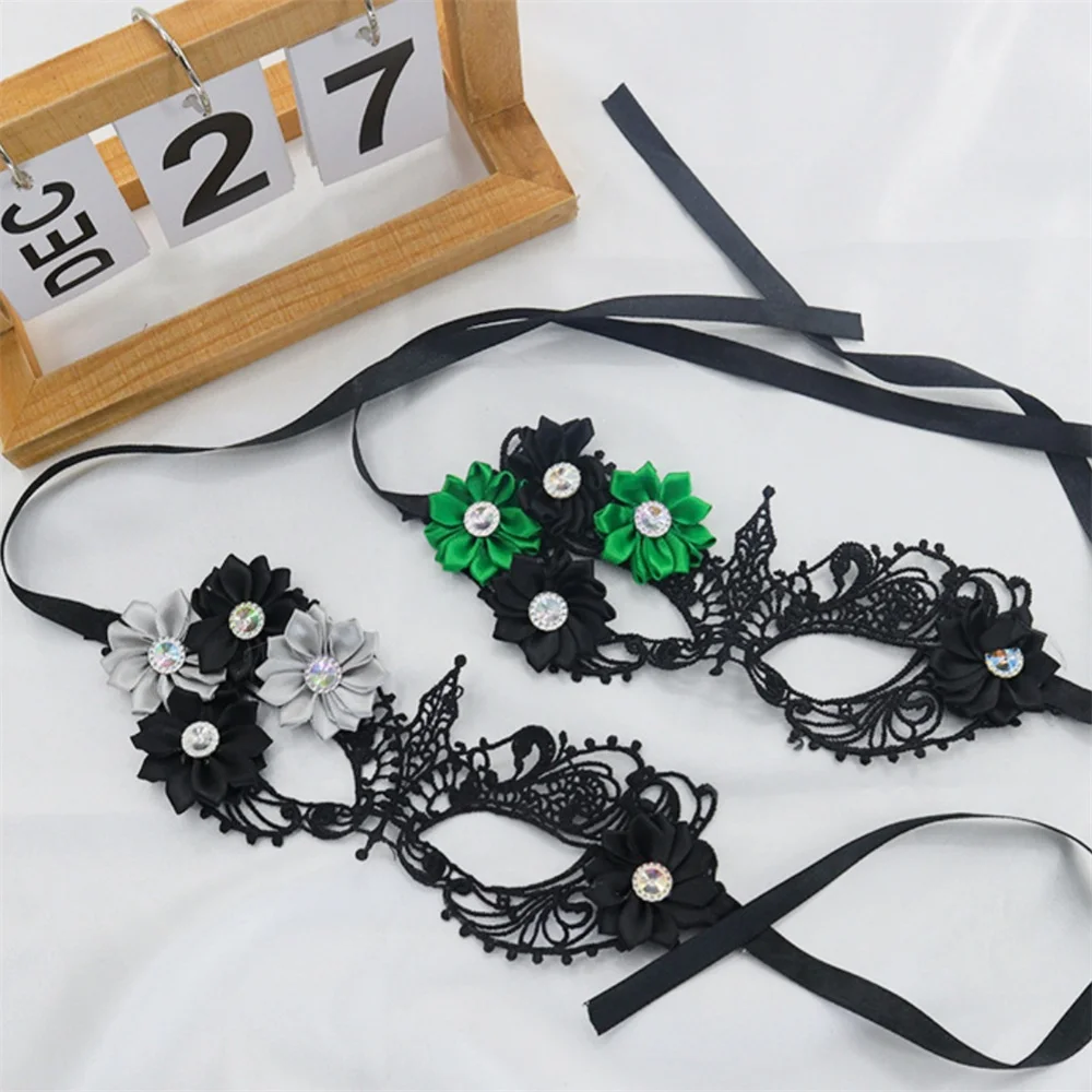Make-up Ball Hohle Spitze Maske Halloween Requisiten Schwarz Halbgesicht Sexy Diamanten Weibliche Augenmaske Mode Maskerade Augenmaske