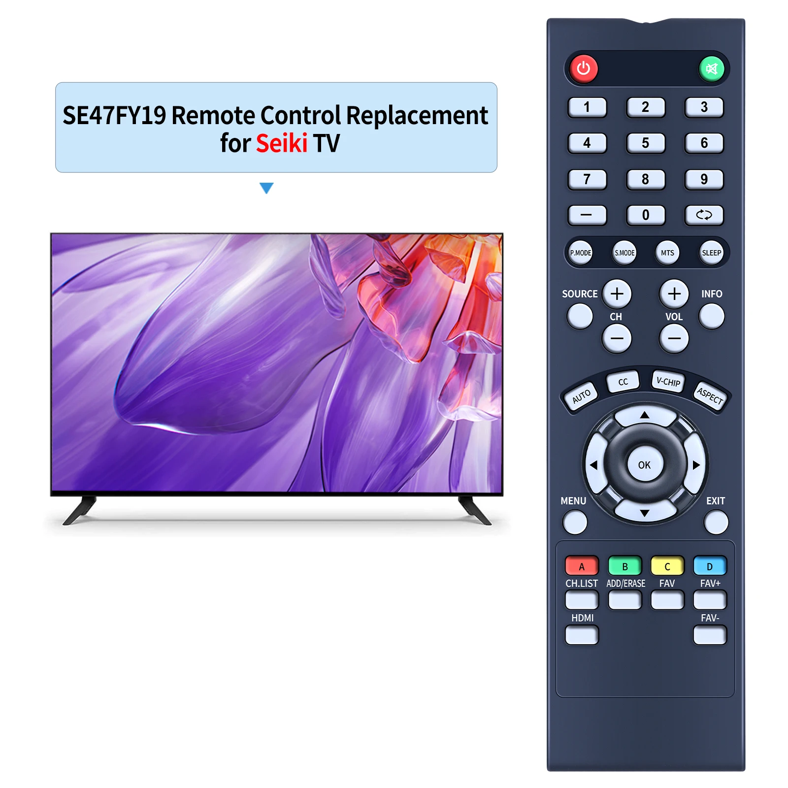 New Remote Control For SEIKI TV SE32HY27 SE47FY19 SE48FY19 SE22FR01 LC-46G68