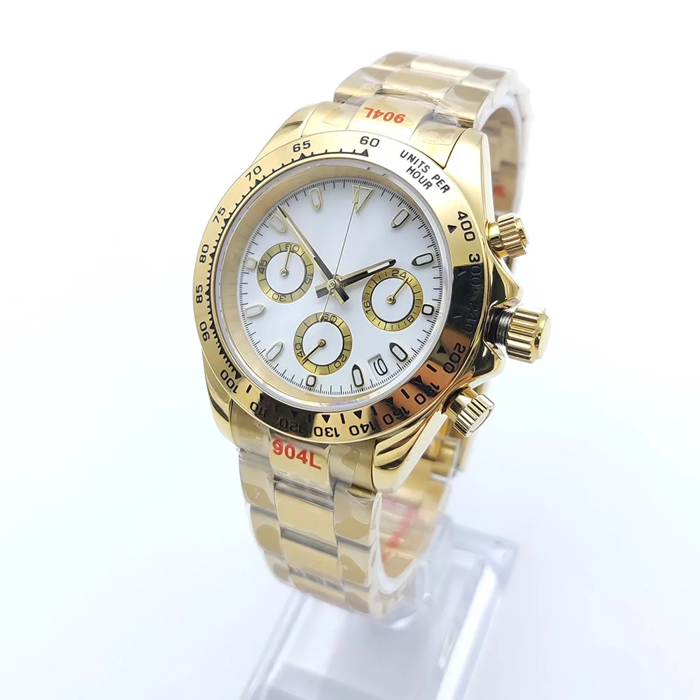 PARNSRPE 39mm New Meteorite Dial Fashion Men Quartz Wristwatches Multifunctional chronograph watch 5ATM Sapphire Luminous