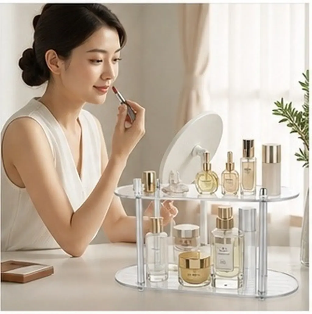 Clear Multi-Layer Bathroom Vanity Organizer Shelf – Space-Saving Countertop Storage for Makeup & Toiletries