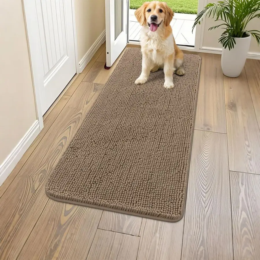 

Dog Door Mat for Muddy Paws 45x27, Absorbs Moisture and Dirt Doormat, NonSlip Washable Quick Dry Chenille Front Door Mat Indoor