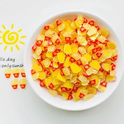 50Pcs New Cute 11*9mm Mini Cartoon French Fries Flat Back Resin DIY Jewellery Hairpin Children's Gifts Manicure Accessories A112