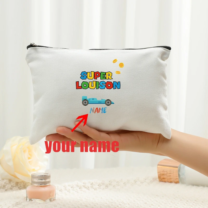 

Personalized with Name Soeurette Go-Kart Patterns Makeup Bag Toiletry Cosmetic Pouch Sister Children Christmas Birthday Gifts