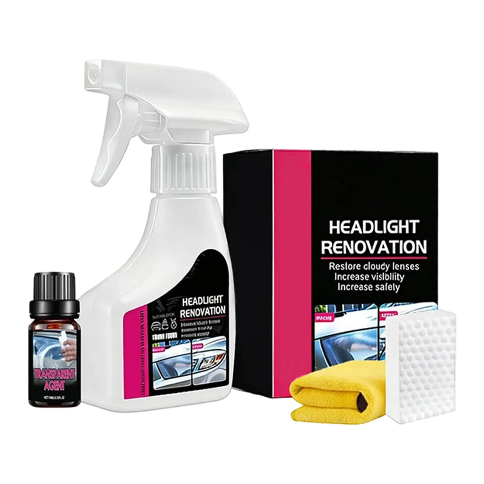 自動車ヘッドライト修復キット-180ml-強力な速効性ヘッドライト修復クリーナー-トラック-suv-用