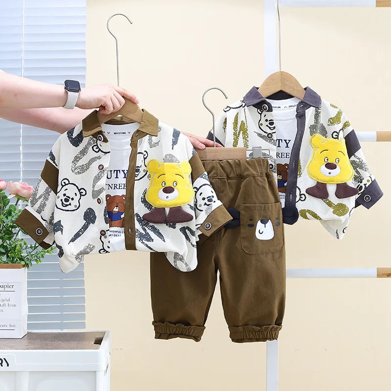 

Boys Clothing Sets Spring Autumn 2024 Children Coats T-shirts Pants 3pcs Casual Suit For Baby Jackets Tracksuits Kids Outfits 5Y