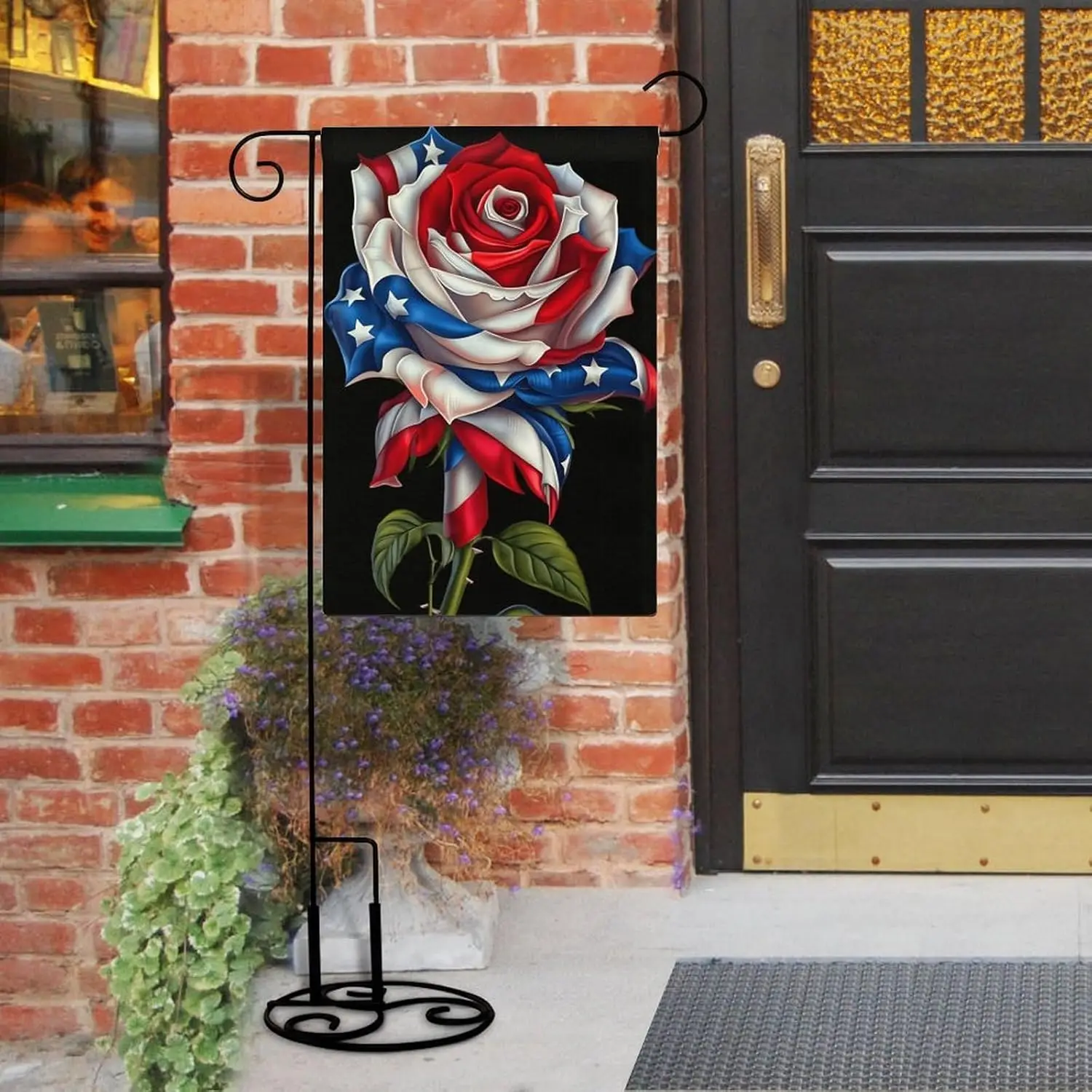 CASOWAT Star Stripes Rose Garden Flag Double Sided Flags Farmhouse Flag for Yard Suitable for Outside Or Garden Patio Yard D llz
