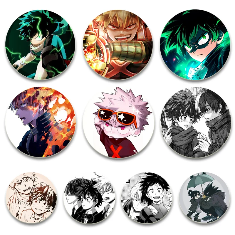 Midoriya Izuku Bakugou Katsuki Anime Badge Todoroki Shoto Ochaco Uraraka Cartoon Brooches My Hero Academia Pins Bag Accessorie