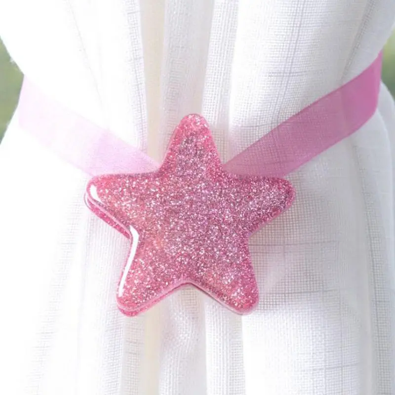 1PC 32cm Magnetic Window Curtain Buckles Star Shaped Curtain Tie Rope Buckle Home Curtain Hooks Straps Decorative Accessories