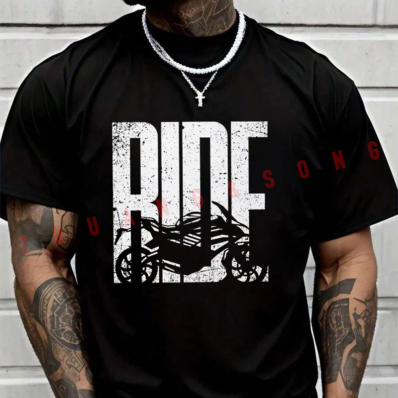 

Мужская футболка 2026: Винтажная футболка для мотоциклистов, повседневная одежда в стиле Харадзюку, забавные однотонные мужские футболки