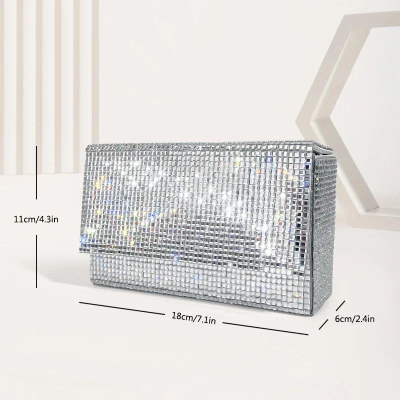 Imagem -02 - Caixa Cristal Claro Diamante Embreagem Noite para Mulheres Bolsas Shinny Strass Bolsas Bolsas de Ombro Cadeia Bolsas Festa de Casamento