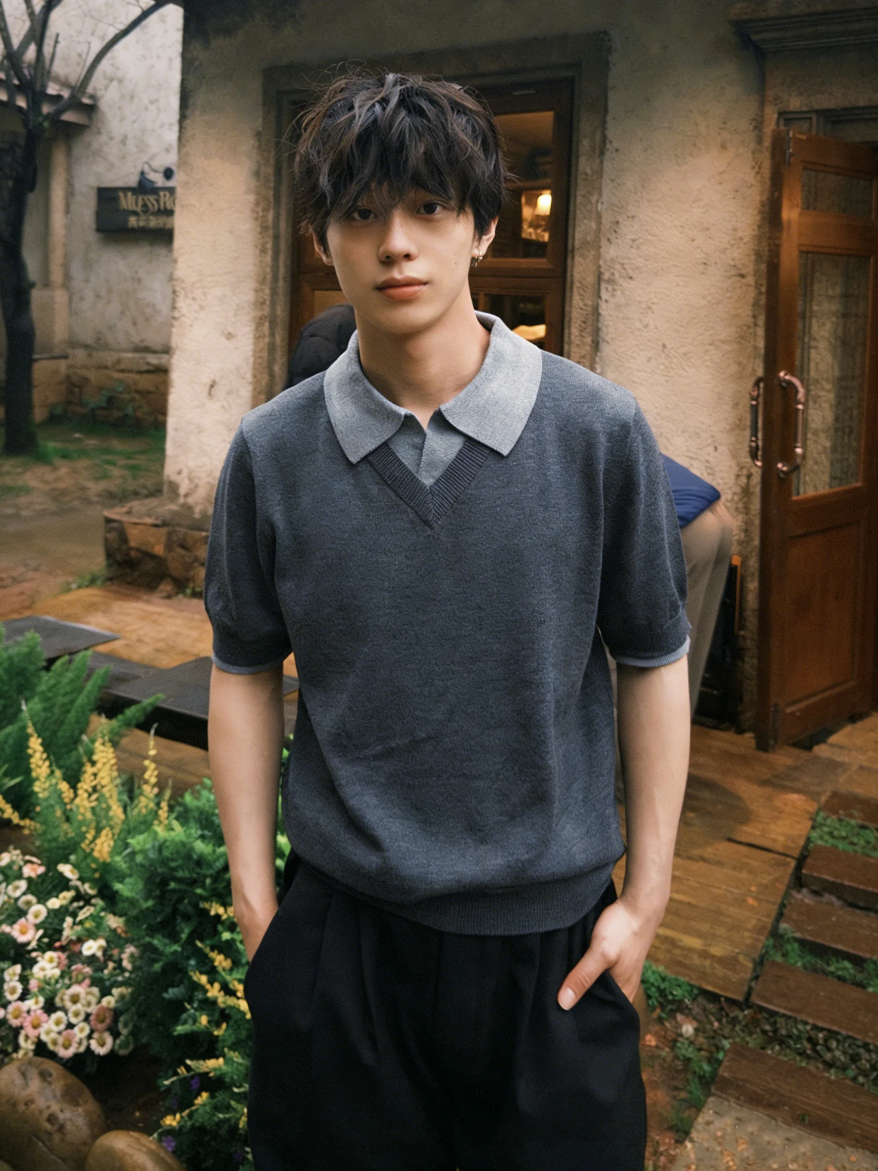 

Knitted Mock Two-Piece Shirt Men's Summer Breathable Short Sleeve Turn-down Collar Regular Fit Vintage Style T-Shirt