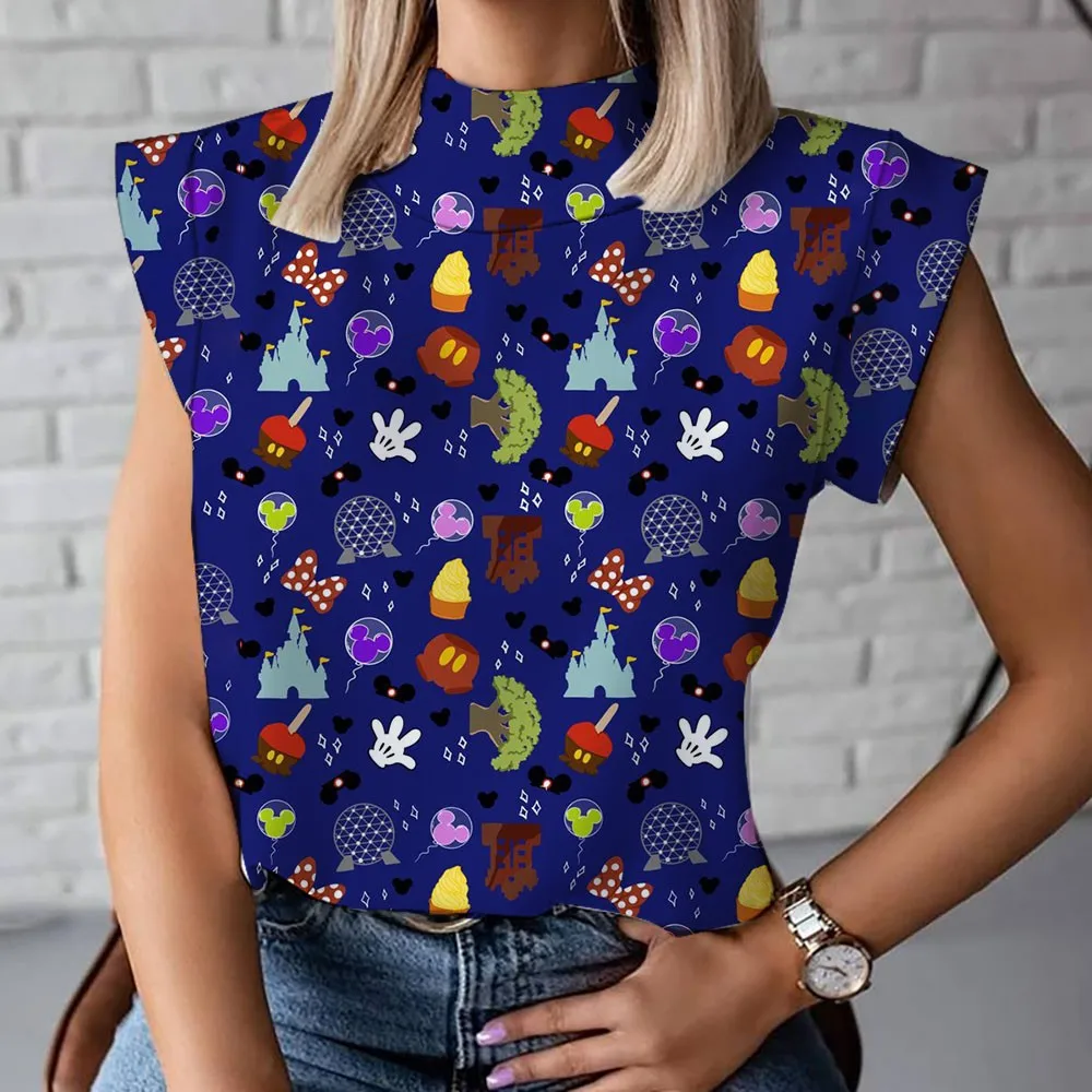 Nieuwe Zomer Harajuku Print Dames Losse Disney Girl T-Shirt Mouwloze Tank Top Met Korte Mouwen Y 2K Mickey Minnie Halloween