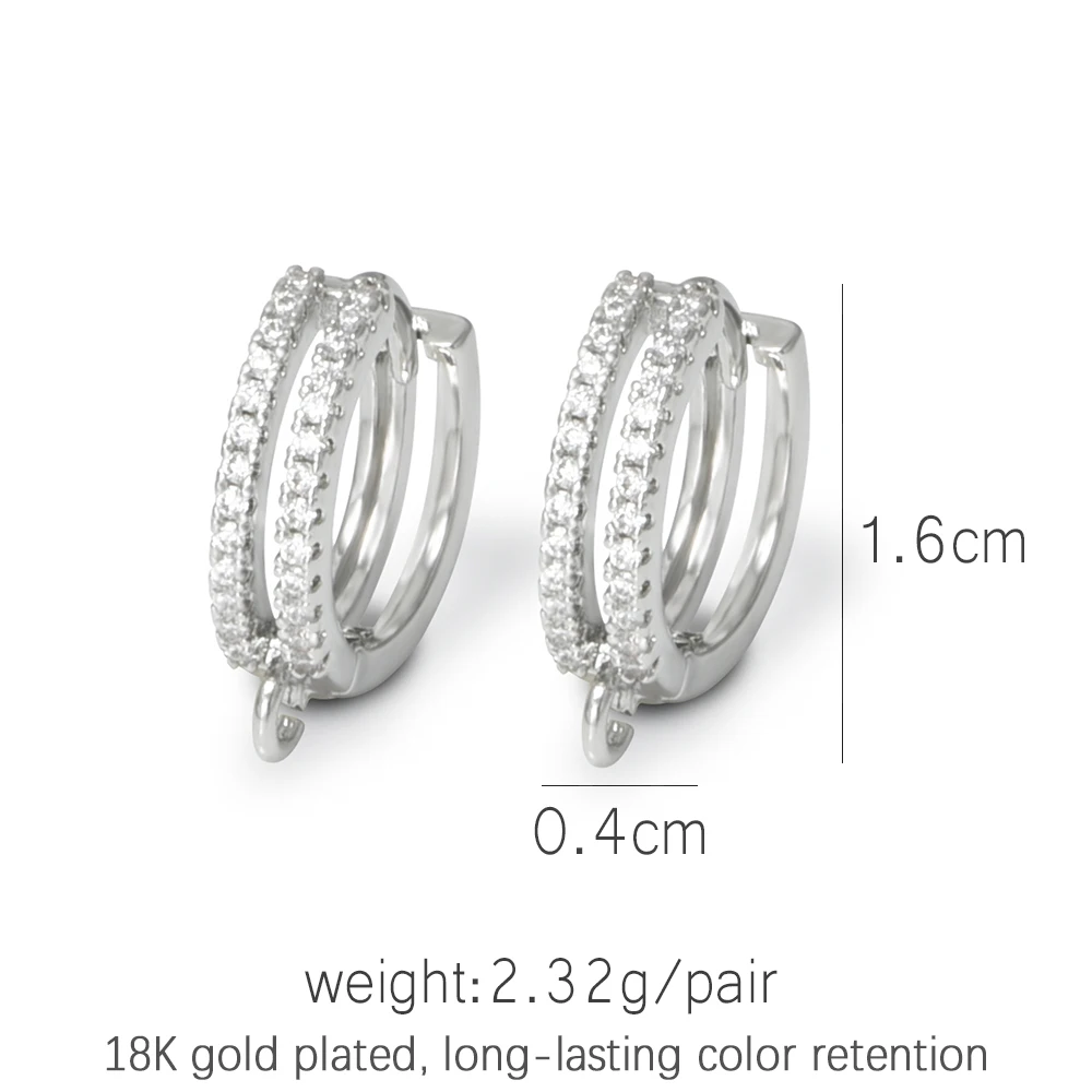 1 Pair Brass Round Earring Hooks Clasps 18K Gold/ Rhodium Plated With Zircon For Earring Jewelry Accessories Making Wholesale