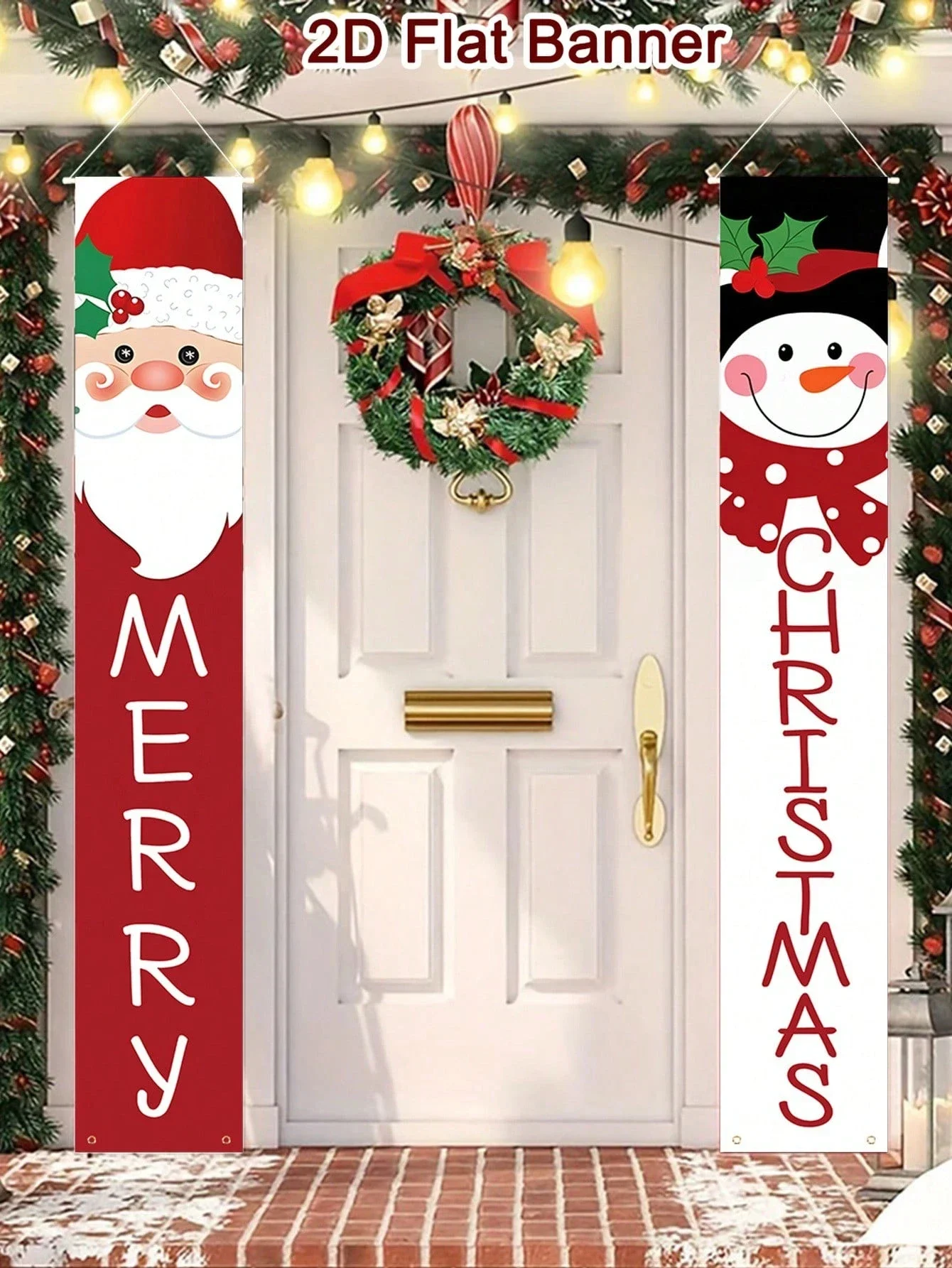 VIKAMA Weihnachtsmann-Türbanner, Weihnachten, fröhliche Türpaare, Party-Dekoration für drinnen und draußen, 2026, frohes neues Jahr
