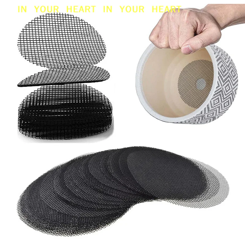【X】50pcs Pot Hole Mesh Pad Grid Round Drainage Hole Screen For Pot Bottom Prevent Soil Loss Bonsai Flower Plant Gardening Tools