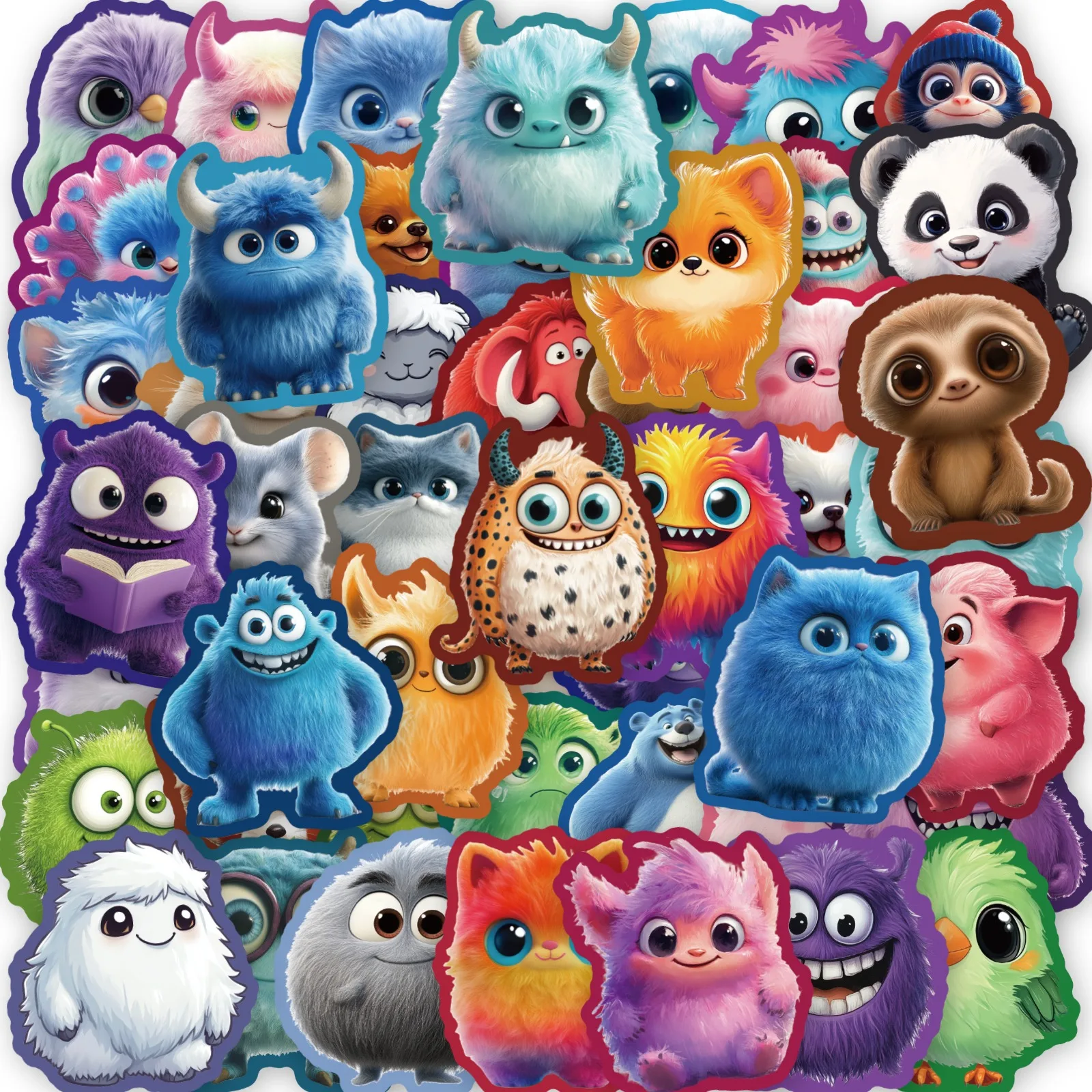 10/200PCS Cartoon Cute Plush Monster Stickers Phone Laptop Computer Skateboard Guitar Sticker Gift Creative Decoration
