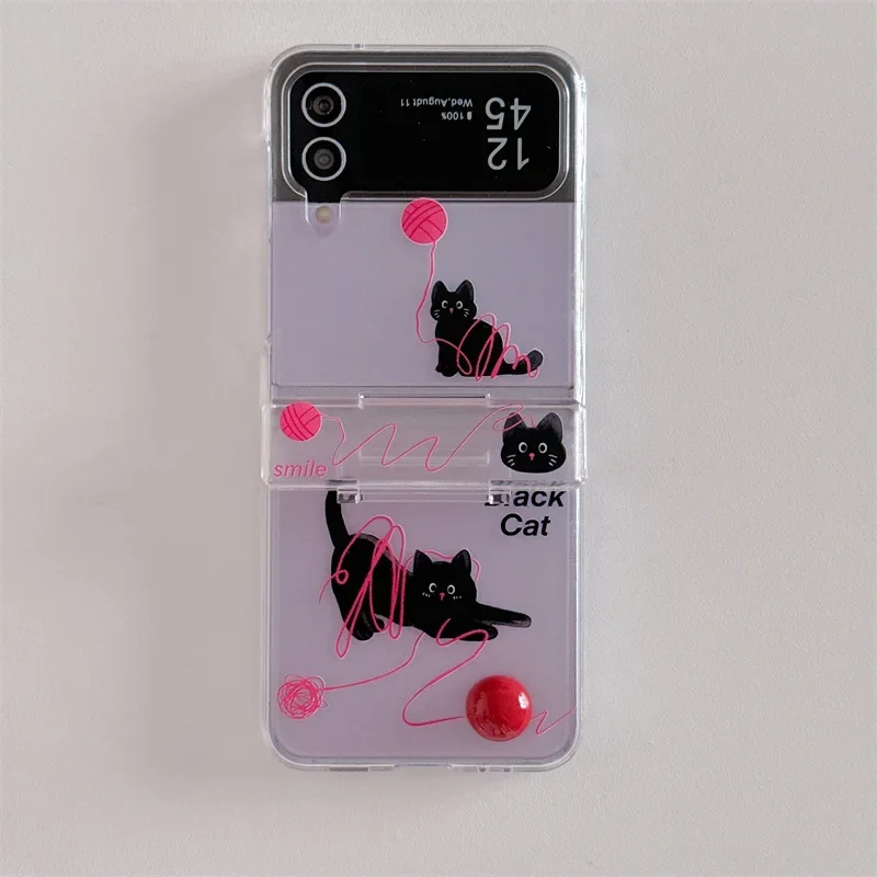 

Wool Ball Cat Phone Case for Samsung Galaxy Z Flip 6 5 4 3 Protective Back Cover for ZFlip4 ZFlip5 ZFlip6 Case