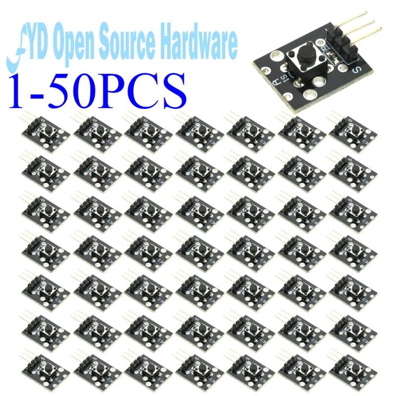 1-50PCS KY-004 Push Button Switch Module – 3-Pin Digital Input Sensor for Arduino, Raspberry Pi, DIY Electronics Projects