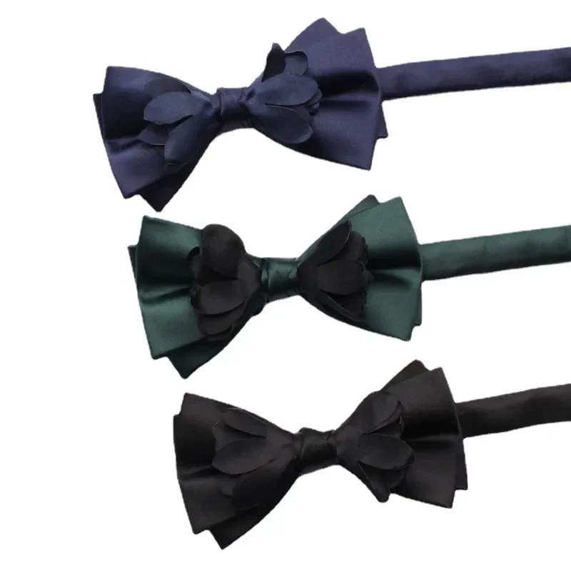 High quality yarn-dyed ribbon large bowtie men's suit polyester bowtie double casual bow tie