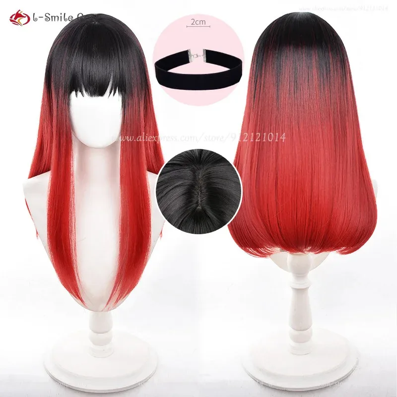 

Anime Tsubakino Tasuku Cosplay Wig Black Red Gradient 55cm Hair Heat Resistant Synthetic Wigs Role Play For Men Women + Wig Cap