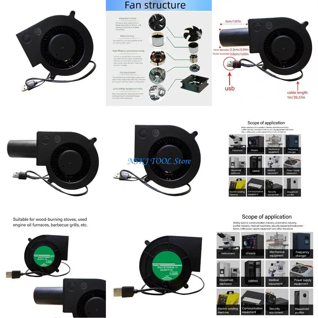 

L8RC 4000RPM USB Air Blower Fan For Blacksmithing Construction Site Ventilation