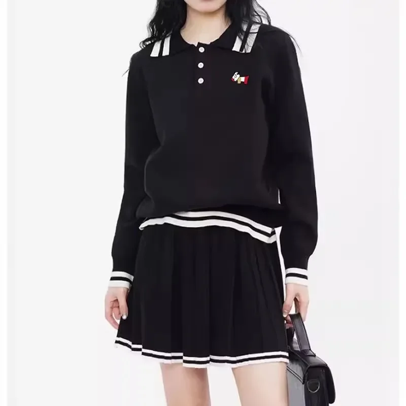 High quality Golf Set Women's Golf Wear 2024 Autumn New Two piece Set Fashion Knitted Polo Shirt Golf Skirt Women's Golf Wear