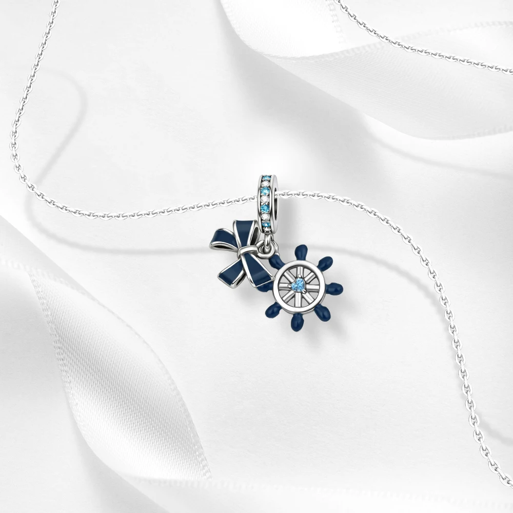 Ahthen 925 فضة رائجة البيع حبة السفينة الدفة ربطة العنق سحر صالح ثعبان سلسلة أساور القلائد للنساء صنع المجوهرات