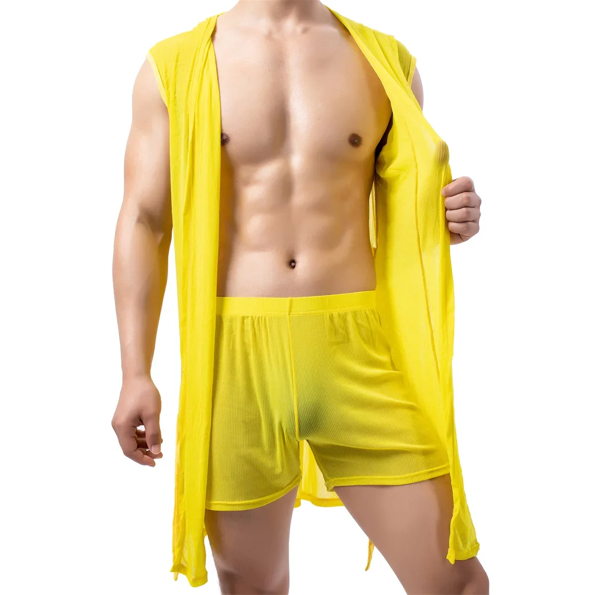 Accappatoi da uomo pigiami Sexy pigiami da notte Kimono Hombre accappatoio con cappuccio bagno da uomo abito estivo accappatoio boxer intimo camicia da notte