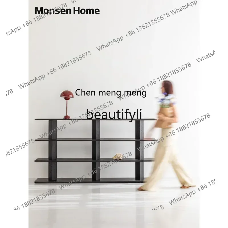 

2003Solid Wood Bookshelf Floor-standing Storage Rack Vintage Living Room Partition Magazine Organizer Storage Rack