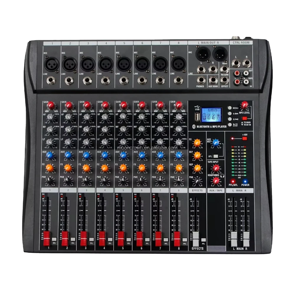DX8  Professional Sound Mixer Console Record Professional 8 Channel Music Sound Audio Karaoke USB Live Interface DJ Audio Mixer