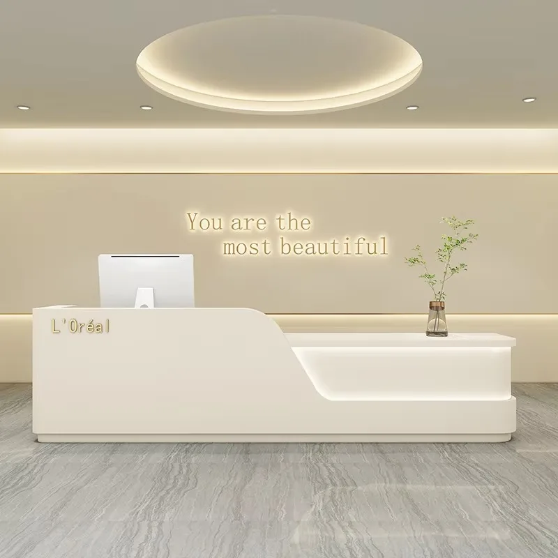 Front Desk Table Reception Counter Modern Professional Aesthetic Cosmetics Church Pulpit Moveable Exhibitor Furniture