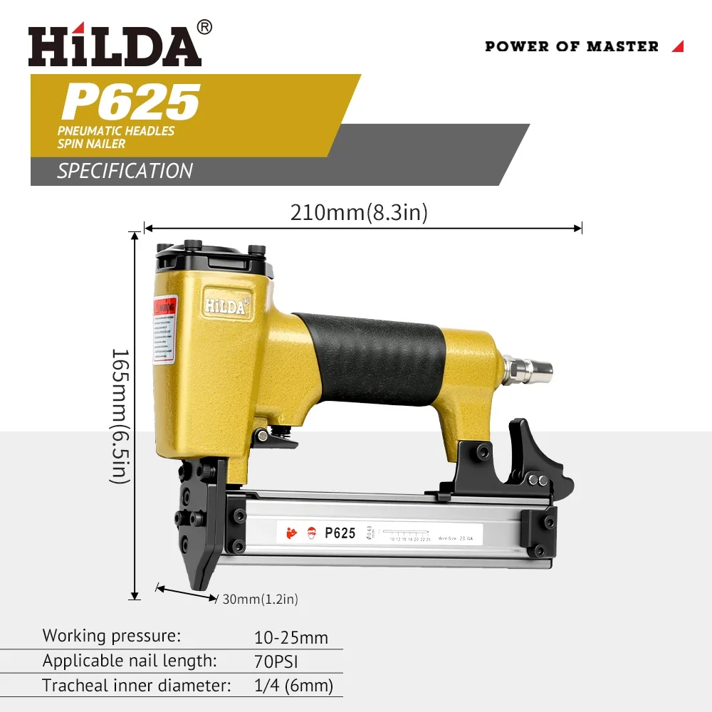 Air Pin Nailer P625 Air-Powered Staple Gun Durable with Heat-Resistant Body for High-End Furniture And Crafts Pneumatic Tool