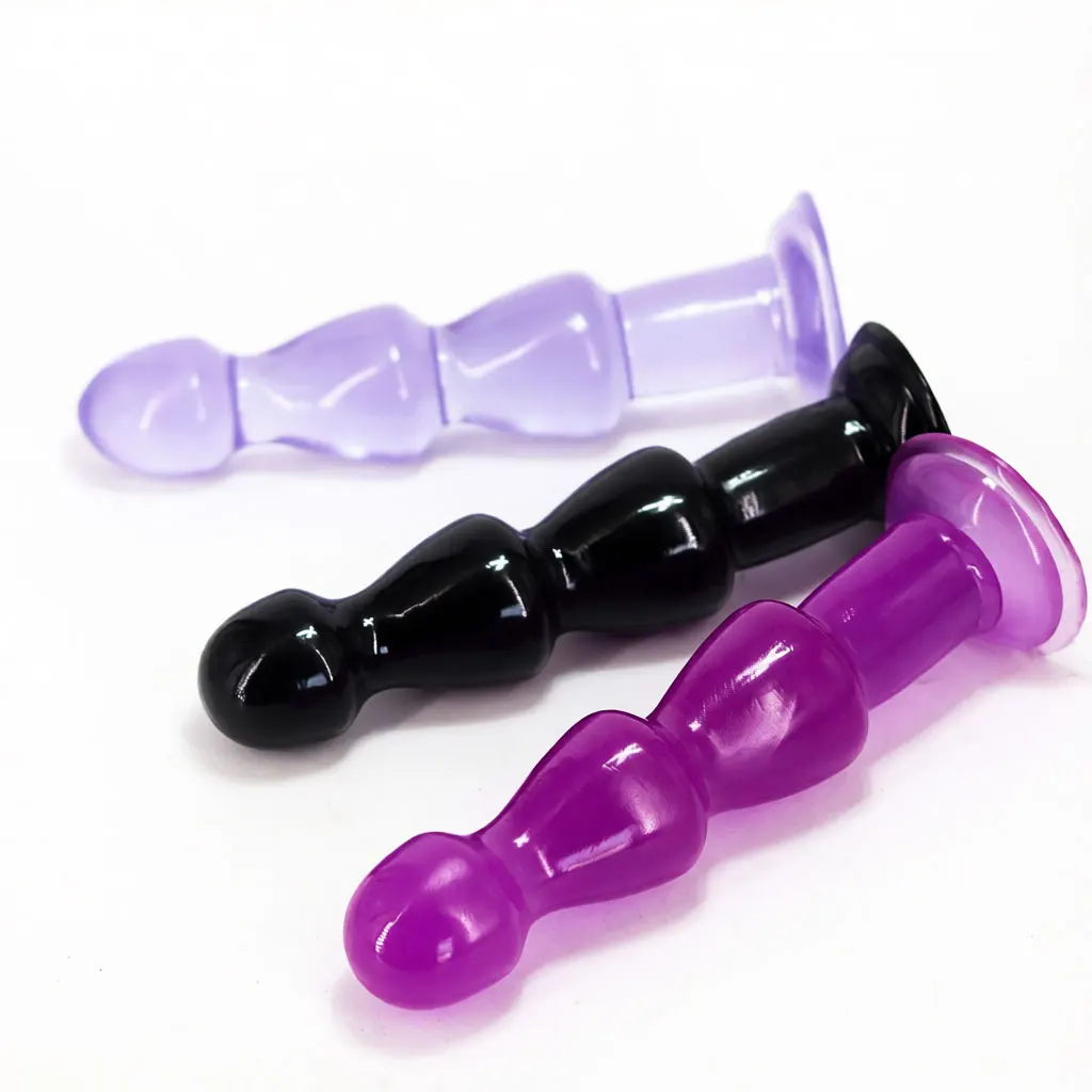 24cm Triple Bead Butt Plug PVC Powerful Suction Cup Black Adult Anal Toy Hands-Free Anal Training Couples Men Women Easy Clean