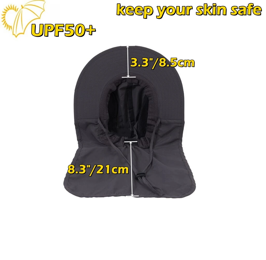 Connectyle Men\'s Mesh Flap Adjustable Summer Sun Protection Hat UPF50+ Wide Brim Lightweight Breathable Outdoor Fishing Cap