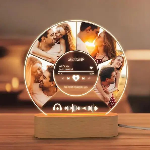 

Song Plaque Christmas Gift Anniversary Gifts for Him Personalized Photo Night Light Custom Music Plaque with Photos Music Lover