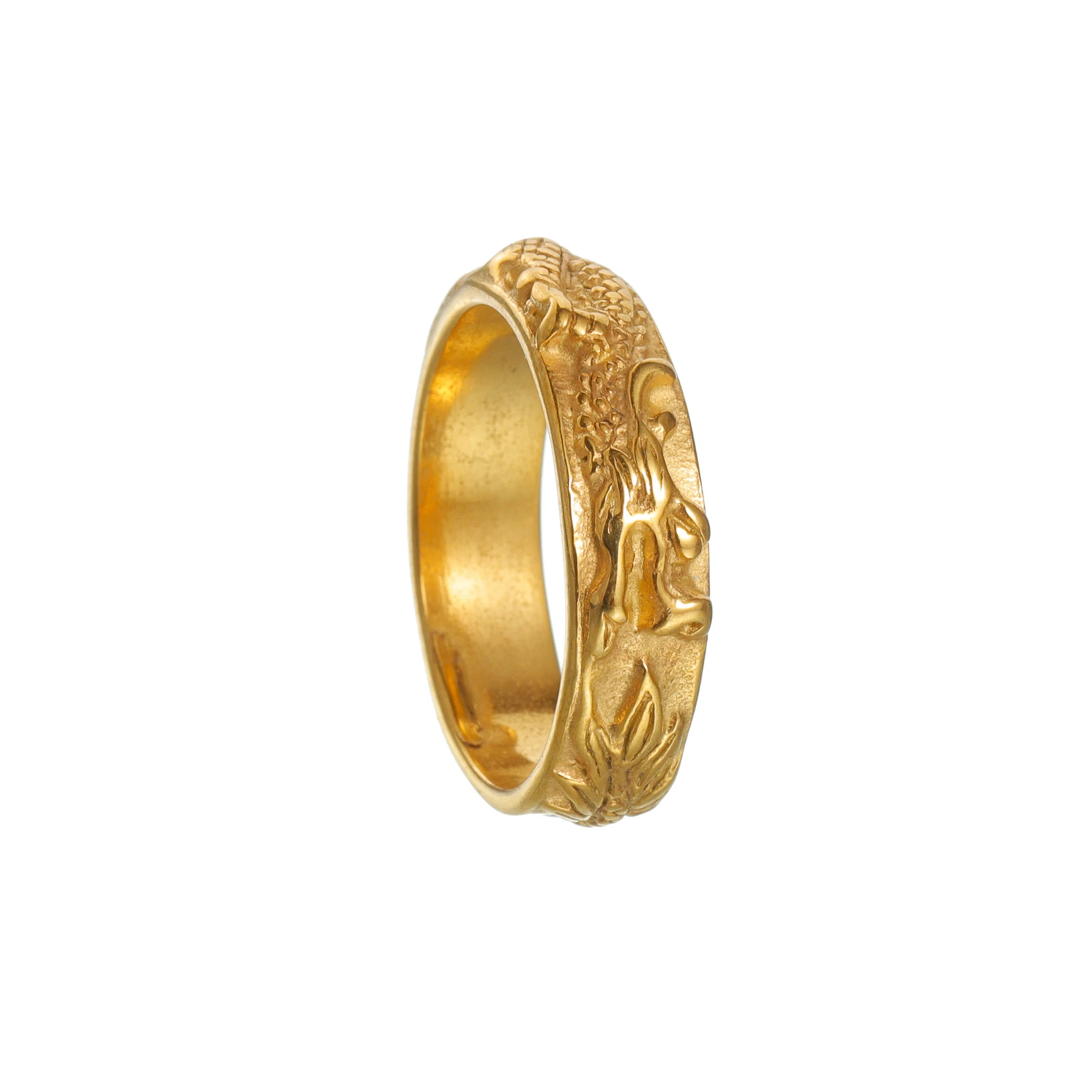 Anillo dorado plateado de acero inoxidable para hombre, joyería de anillo con patrón de dragón, anillo de moda Retro