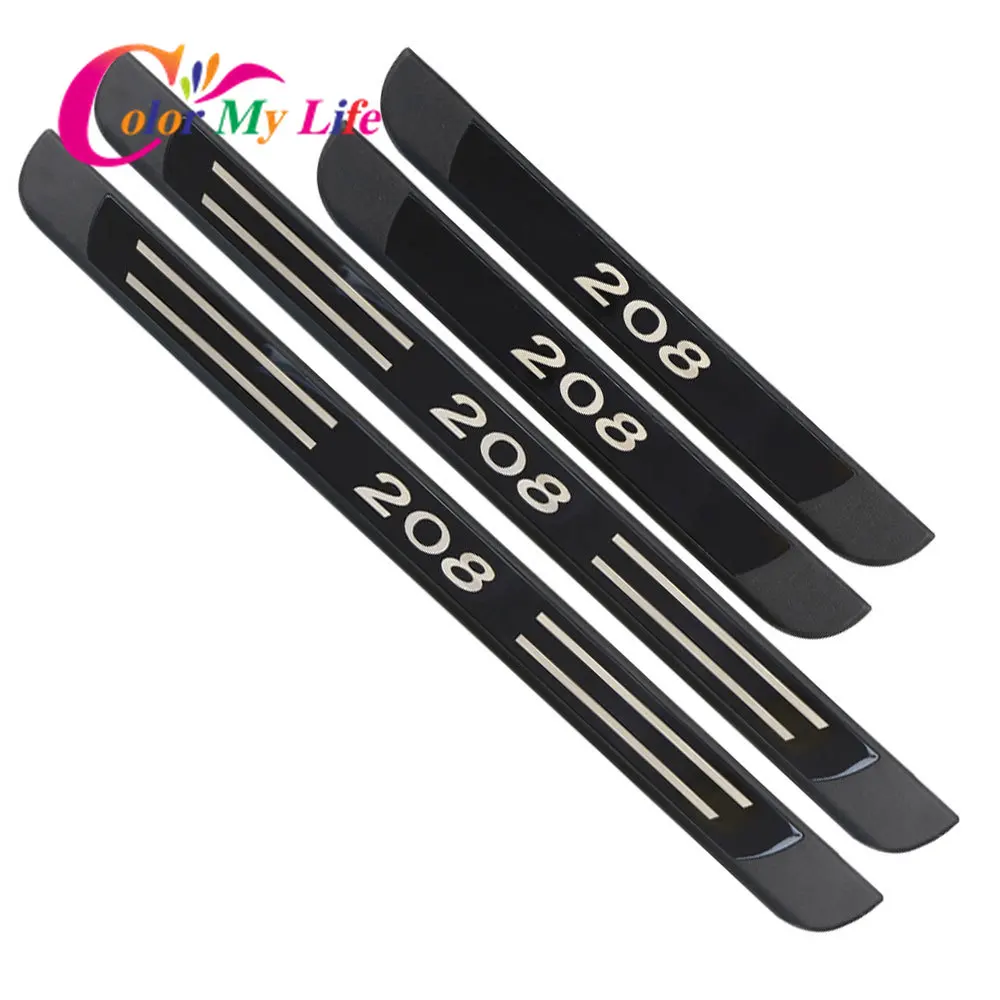 Color My Life 4Pcs/Set Stainless Steel Car Door Sill Plate Auto Pedals Protector Cover for Peugeot 208 2012 - 2020 Accessories