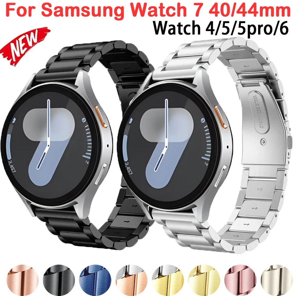 サムスンウォッチ用ステンレススチールストラップ,リストバンド,メタルストラップ,ギャラクシーウォッチ用7,40,44mm,fe40mm,20mm,4,5,6,47mm, 46mm