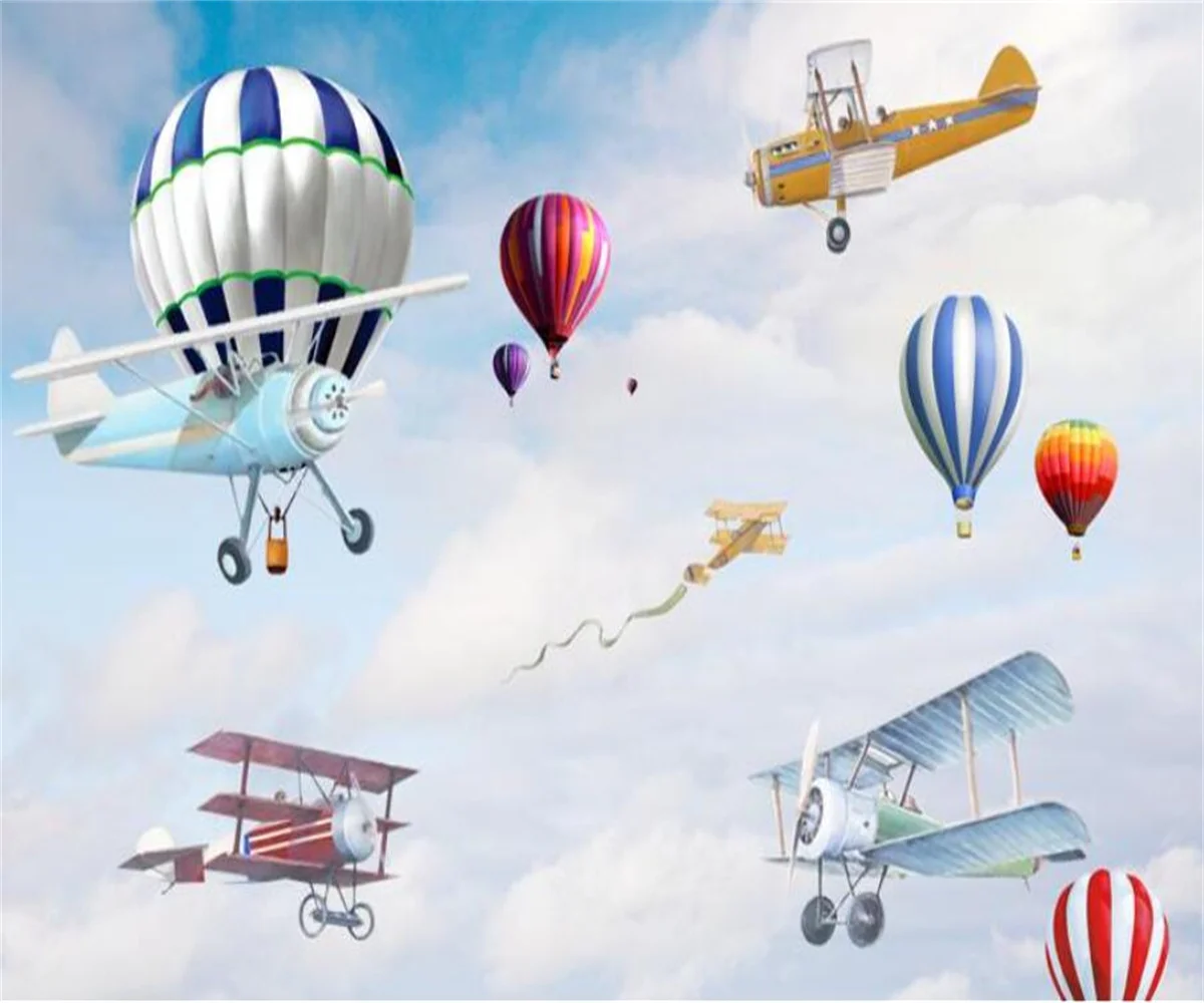 Custom wallpaper Children's room Cartoon Hot Air Balloon airplane background mural Home decor Kindergarten decor 3d wallpaper