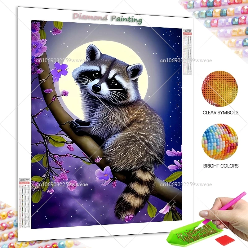 5D DIY Diamond Painting New 2024 Raccoon Full Rhinestone New Arrival Embroidery Creative Animal Drawing Needlework Handmade Gift