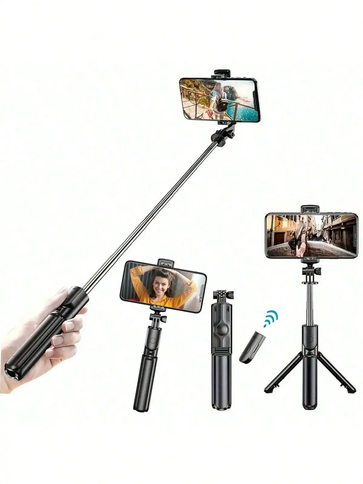 1PC Selfie Stick Wireless Selfie Stick With Tripod Stand Selfie Stick , Remote Control, Phone Holder And Built-In Tripod