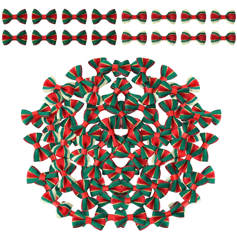 30 sztuk Mini kokardki świąteczne ozdoby choinkowe dziewczyny akcesoria do włosów 2025 nowy rok pakowanie prezentów DIY wieniec rzemiosło